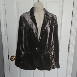 Anthropologie. Brown Velvet One Button Blazer